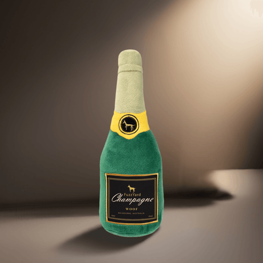 FuzzYard hundebamse Chompagne i blød plys med squeaker