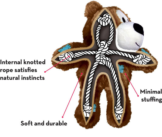 KONG WildKnots Bamse 🧸 – Med knudereb & piv for ekstra sjov!