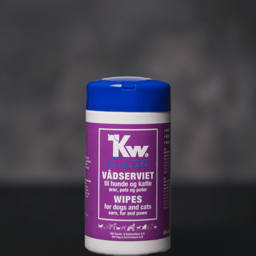 KW vådservietter til hund med Aloe Vera i lufttæt beholder til effektiv rengøring af ører, poter og pels