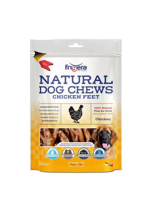 Frigera Natural dog Chews Kyllingefødder, 250 gram, fremstillet i Europa - NYHED