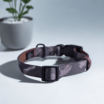 Sort og brunt  hundehalsbånd fra Luksuspoter "The Bad Boy" – med justerbar kliklås og råt design