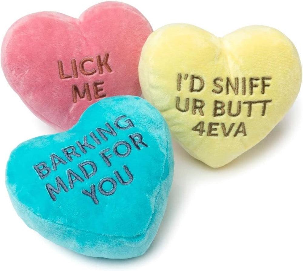 Fuzzyard Candy Hearts 3 stk plys hundelegetøj med squeaker – sjov og hygge for små og mellemstore hunde 🐶💖