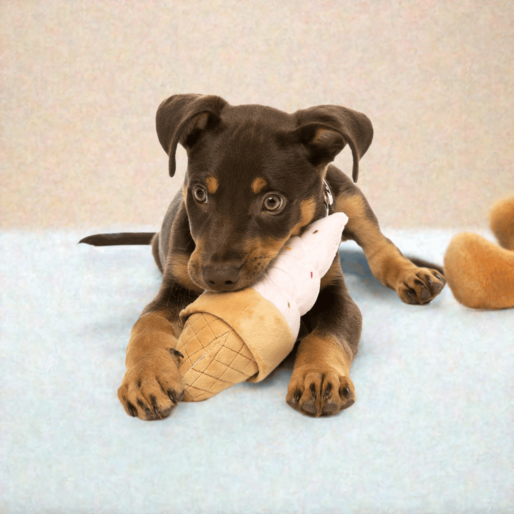 Fuzzyard hundebamse "Is" – blød og sød isbamse med squeaker til små hunde