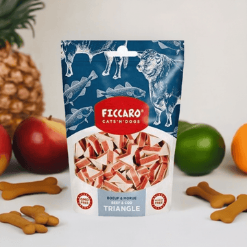 Ficcaro hundegodbidder "Beef & cod triangle"
