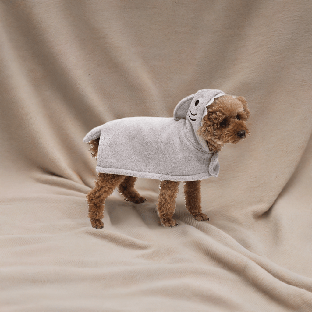 Nordic Paws Badekåbe "Haj" 🦈 Sjov & Praktisk Til Din Våde Vuf