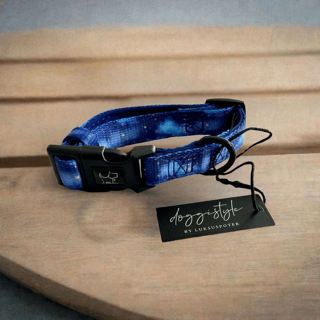 Hundehalsbånd "Blue Heaven" – Eksklusivt design fra Doggistyle by Luksuspoter
