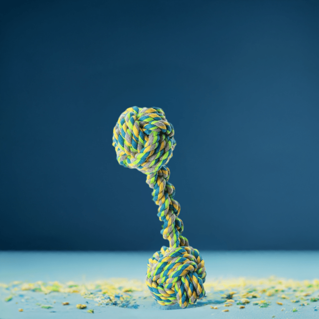 KW Multicolor Cotton Rope Dumbell, 21 cm