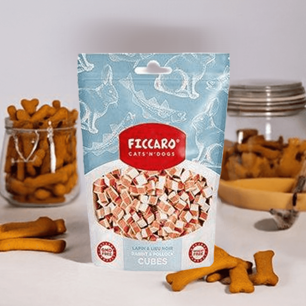 Ficcaro hundegodbidder "Rabbit & Pollock Cubes"