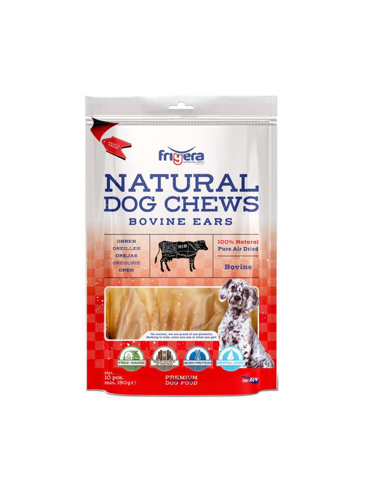 Frigera Natural dog Chews Okseører, 10 stk, 100% naturlig, fremstillet i Europa - NYHED