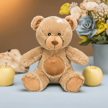 Brun Trixie Øko hundebamse Teddy Eddy med lyd og plaster, 23 cm
